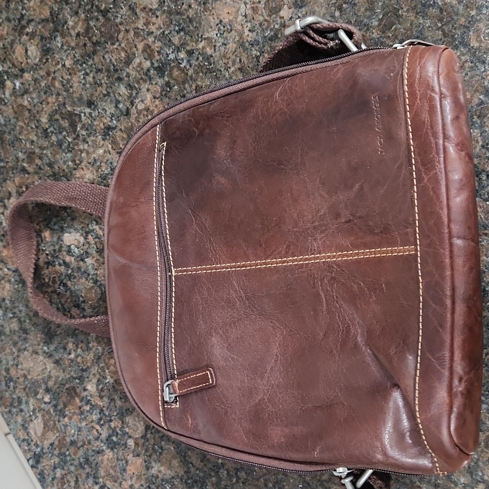 Dark Brown Leather Backpack